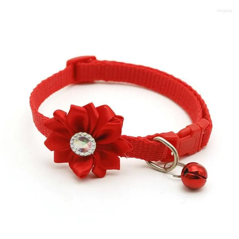 dog collars pet collar bell flower necklace for small puppy buckle cat supplies accessories
