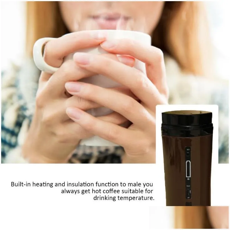 water bottles portable automatic coffee stirring cup rechargeable insulation usb heating