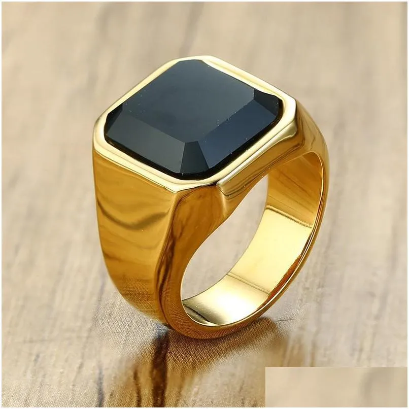 cluster rings male ring black stone 316l stainless steel for men elegant quality titanium utr8021