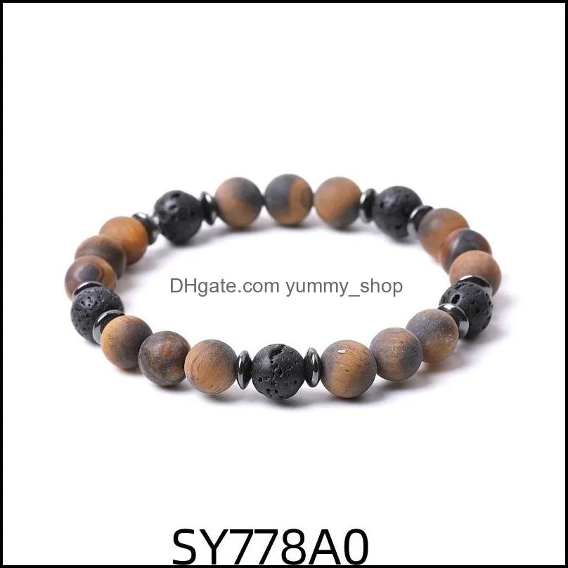 8mm matte tigers eye stone beads hematite lava stone strand bracelets for women men yoga buddha energy jewelr yummyshop