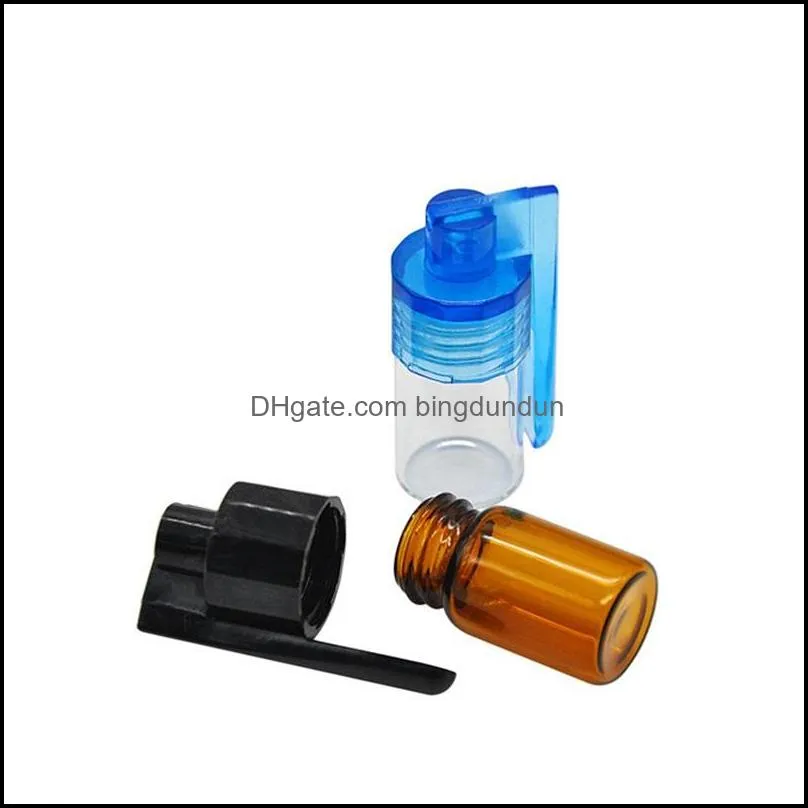 51mm/36mm glass bottle snuff snorter dispenser portable bullet snorter plastic vial pill case container box with spoon multiple color 422