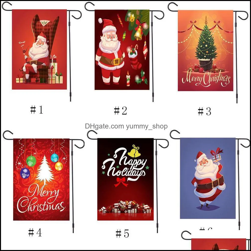 merry christmas banner merrychristmas santa pattern garden sign linen material with iron flagpole rectangular banner