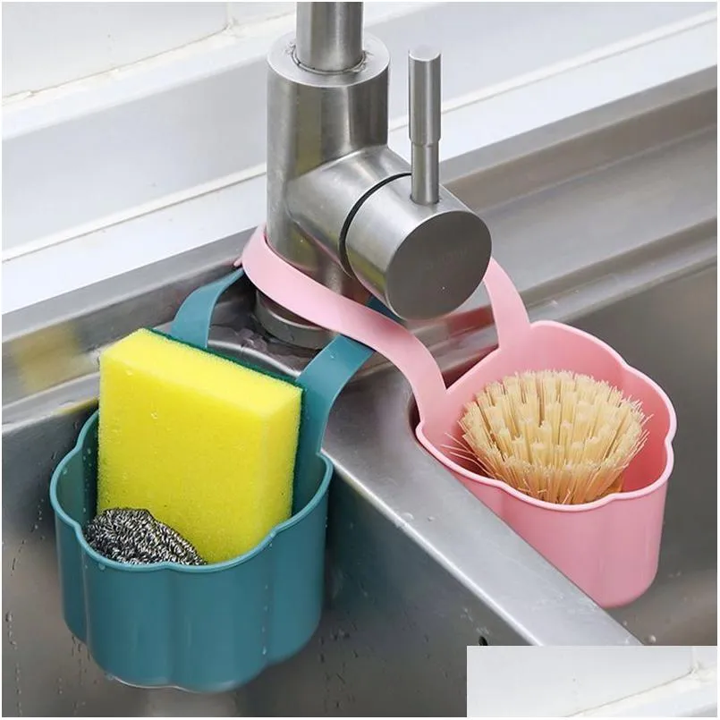 kitchen sink drain rack soap sponge holder hanging storage basket for bathroom adjustable faucet holder kitchen accessories