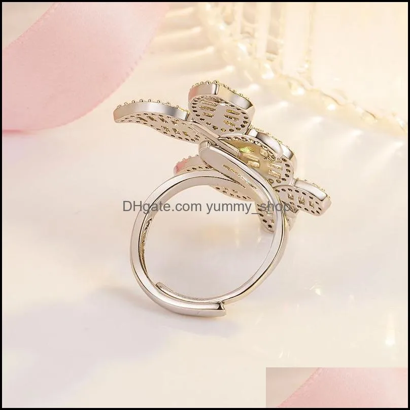 butterfly romantic butterfly ring full of diamonds t ladder square diamond exquisite light luxury group ring shiny party fashion ring