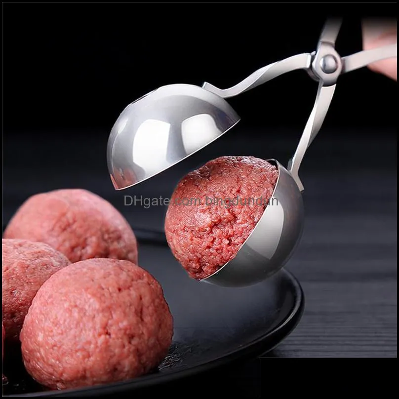 stainless steel meatball clip tongs professional sphere mold for ice cream or meat cooking utensils