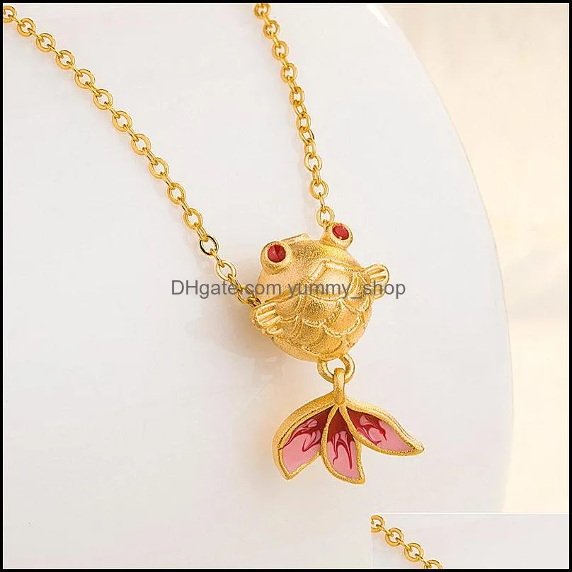 goldfish pendant necklace for women man lovers fish pendant necklace engagement jewelry sand gold necklaces