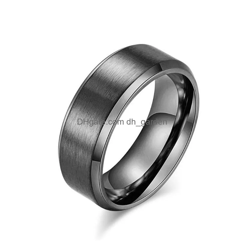 cluster rings 8mm mens titanium steel wire drawing dumb light ring