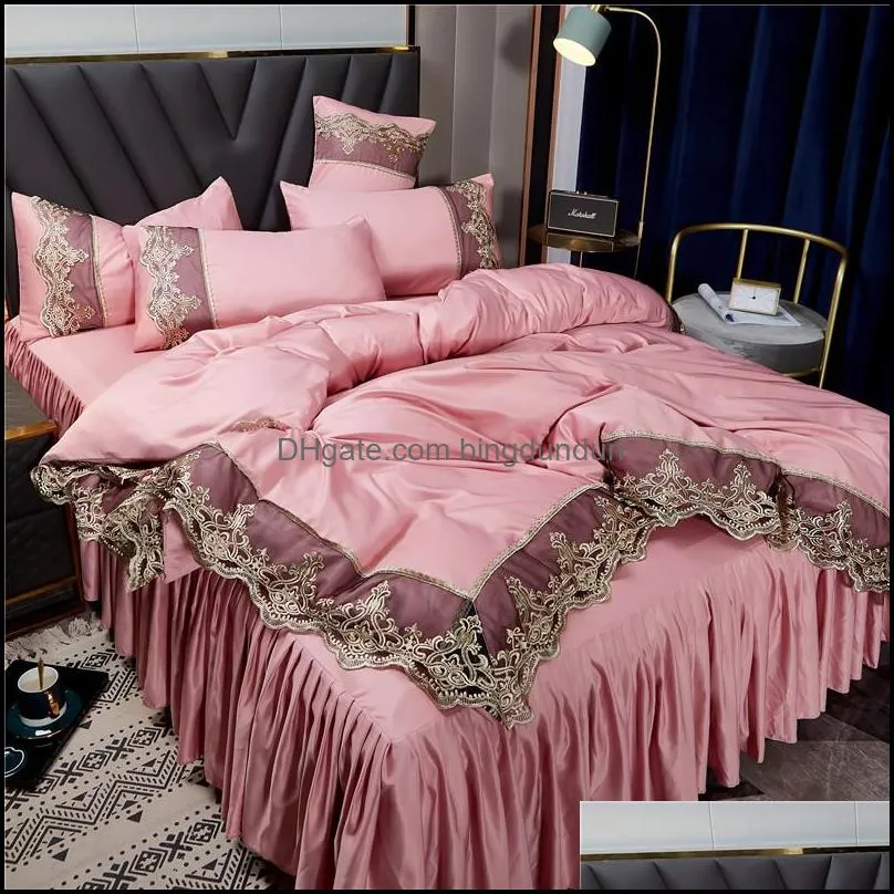 2021 white bedding sets cover lace edge queen bed comforters sets pillow cases luxury king size bedding sets home decoration 738 r2