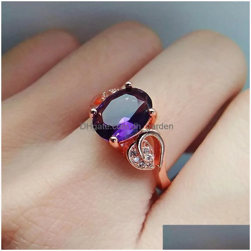 cluster rings elegant ring for women 925 silver jewelry accessories with amethyst zircon gemstone open finger wedding party wholesale