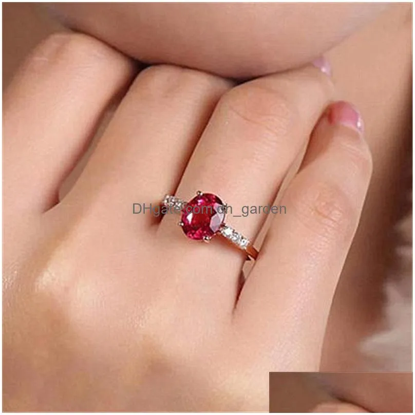 cluster rings ring 925 silver jewelry oval sapphire zircon gemstone open finger for women wedding party promise ornaments wholesale