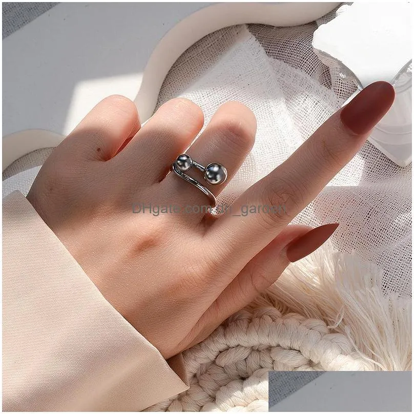 cluster rings tofflo stainless steel jewelry creative line art double ball ring for women fashion bsa112