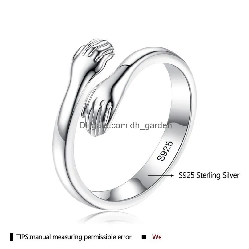 cluster rings hug hand adjustable 925 ring for women s925 sterling silver hold his big warmth and lover gift fine jewelry 2021