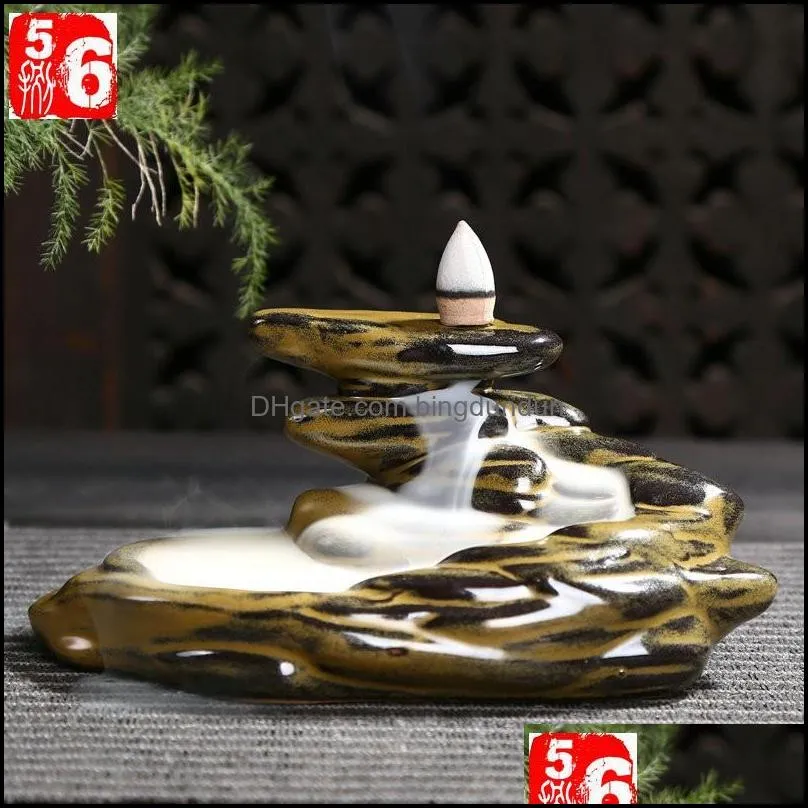 ceramics incense burner hand made back flow cone censer for home decoration air fresheners incensory factory direct sale 8cy b