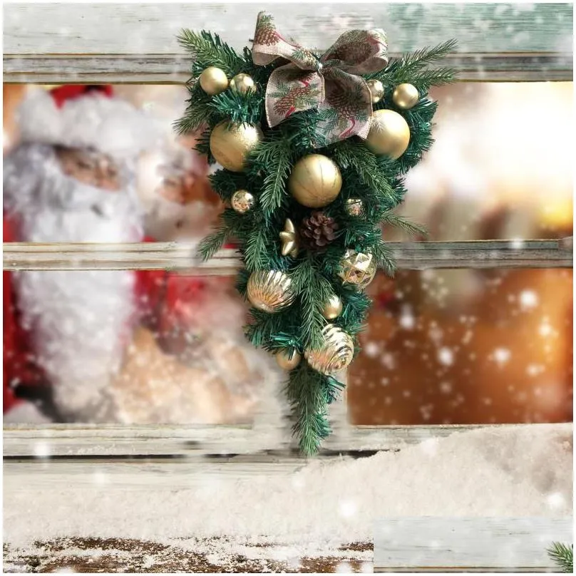 decorative flowers christmas wreath outdoor 2023 xmas decorations signs home garden office porch front door hanging garland year decor