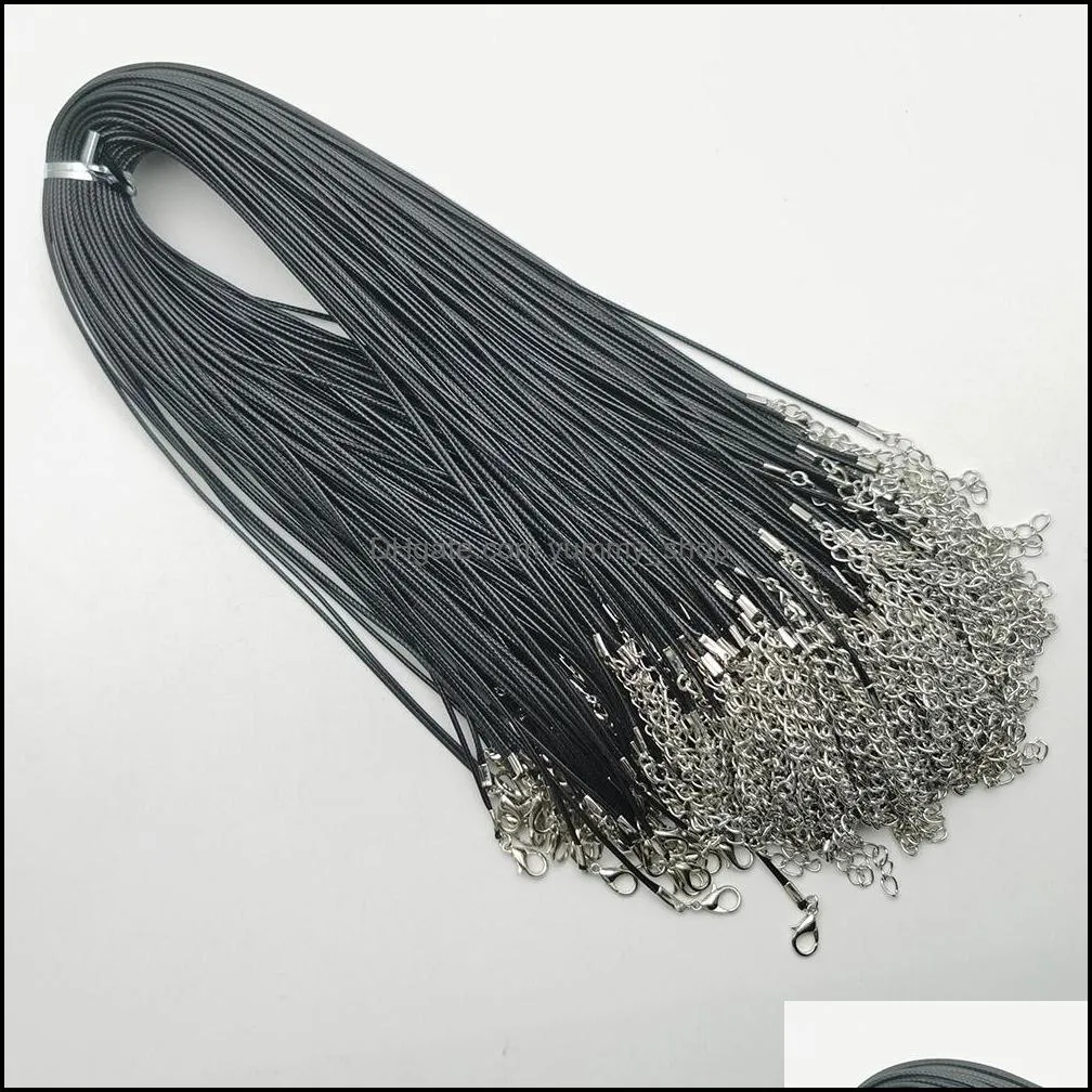 45cm 60cm black 1.5mm 2.0mm wax rope lobster clasp chains for necklace lanyard jewelry pendant cords making yummyshop