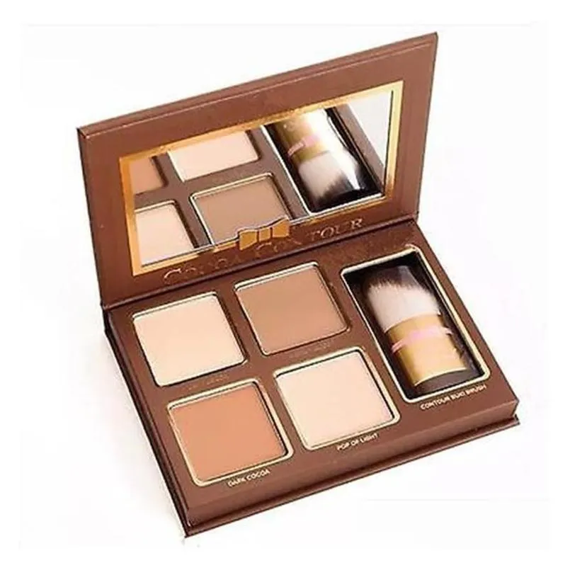 drop cocoa contour kit 4colors bronzers highlighters powder palette nude color shimmer stick cosmetics chocolate eyeshadow with