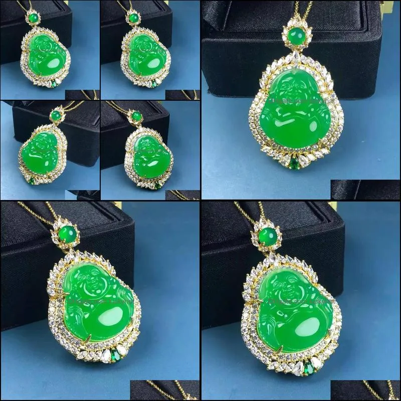 pendant necklaces chalcedony buddha factory wholesales925silver inlaid clavicle chain live deliverypendant