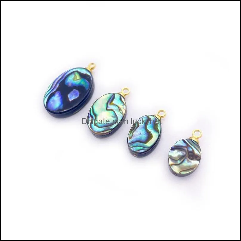 charms high quality natural colorfulwork shell abalone oval pendant ornament for jewelry making diy necklace accessorycharms