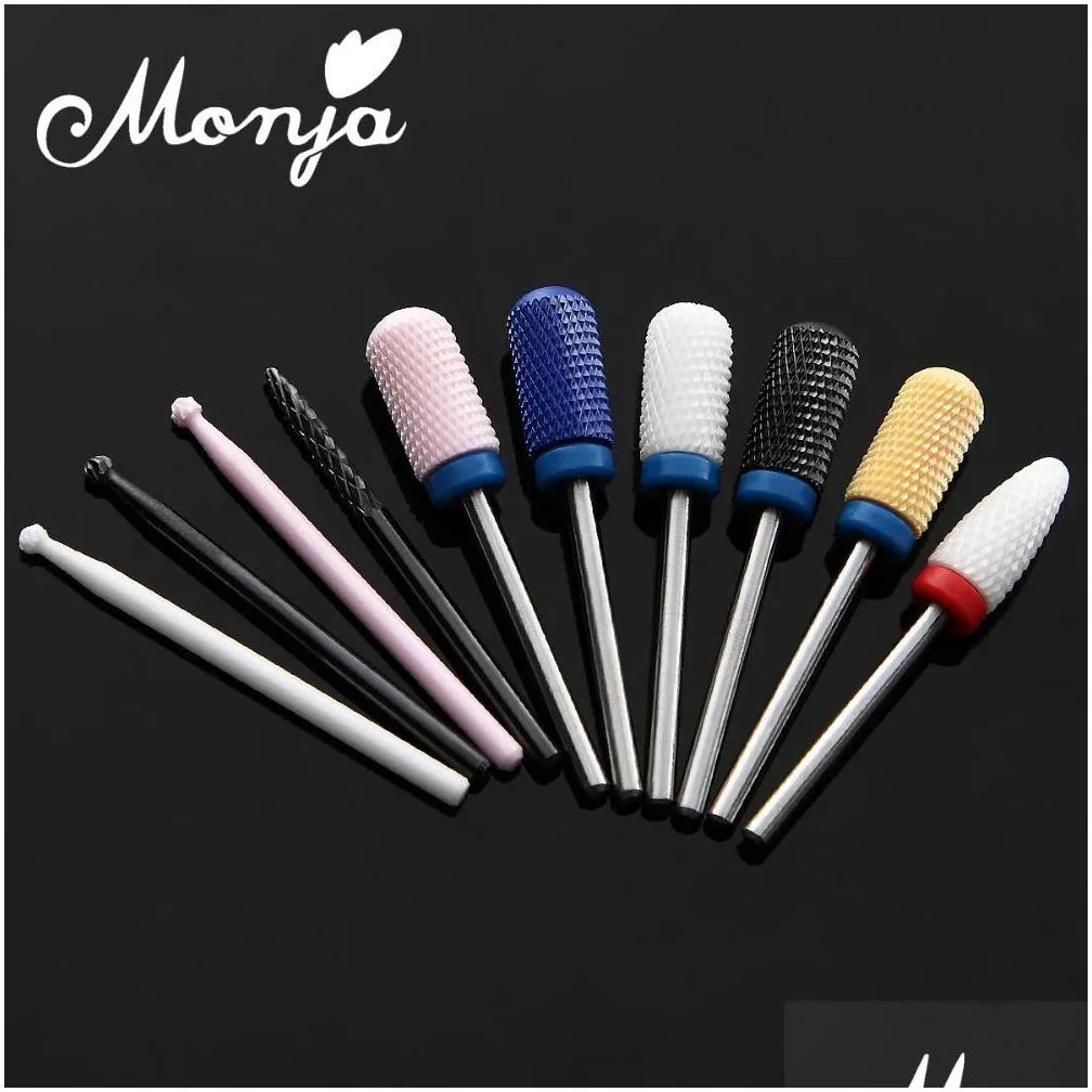 wholesale 10 size nail art ceramic drill bit electric machine cuspidal head tips shaping polishing grinding dead skin cuticle remover