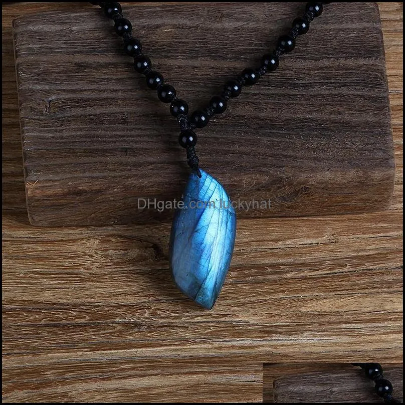 pendant necklaces natural crystal labradorite stone moonstone sunstone gemstone divination spiritual meditation jewelrypendant