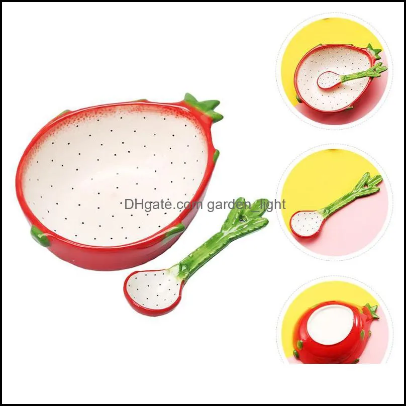 bowls lovely dragon fruit design ceramic bowl kids salad with spoon