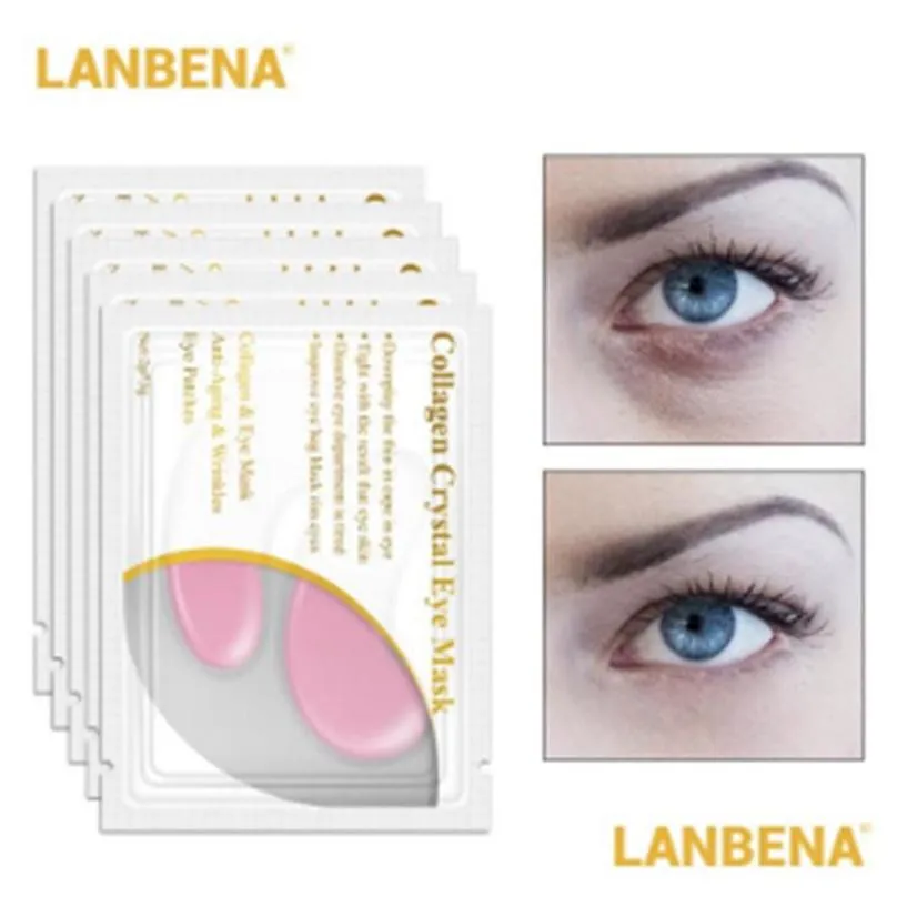 drop lanbena 24k gold eye mask collagen eyees anti dark circle puffiness eye bag moisturizing skin care
