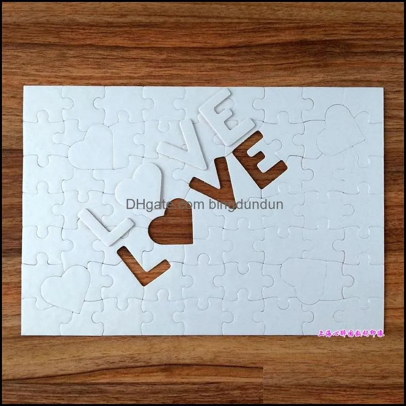 sublimation blank party favor jigsaw puzzle a4 love pearl light white print cardboard heart shaped children adult benefit intelligence 2 4xj