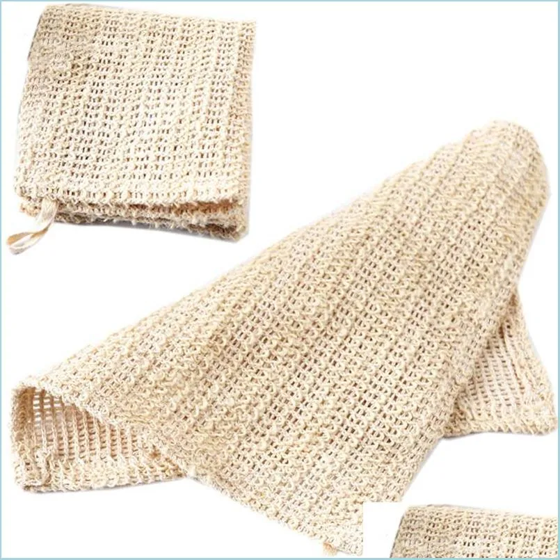 25cm natural hemp sisal soap pouch mesh towels face and body exfoliating cloth