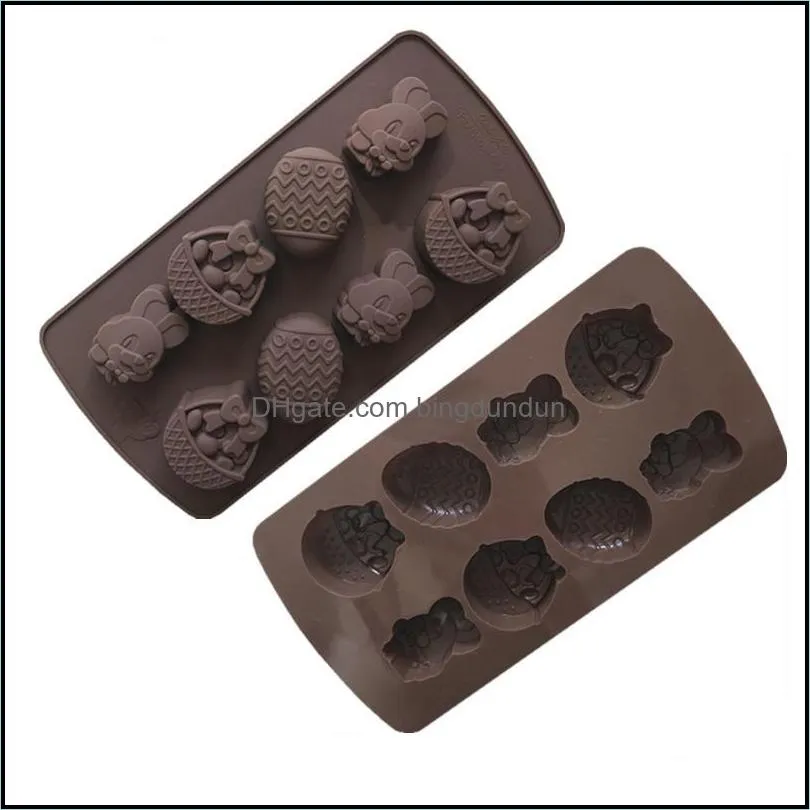 easter chocolate mold rabbit egg shapes fondant molds jelly and candy 3d diy easter baking tools