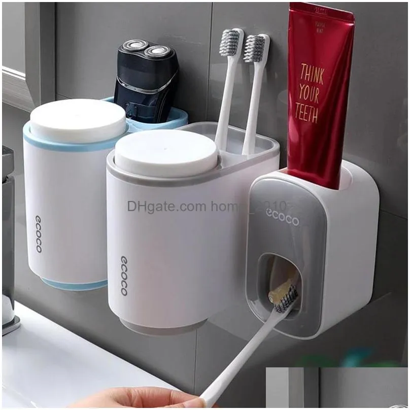 toothbrush holder ecoco automatic squeeze toothpaste machine sticker wall bathroom waterproof squeeze holders stock inventory