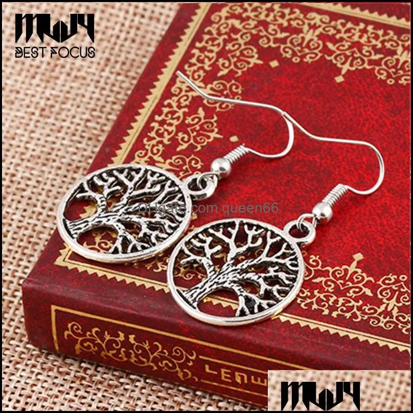 vintage stud earrings personality hollow peace tree earrings for ladies fashion jewelry silver plated earrings wholesale 50