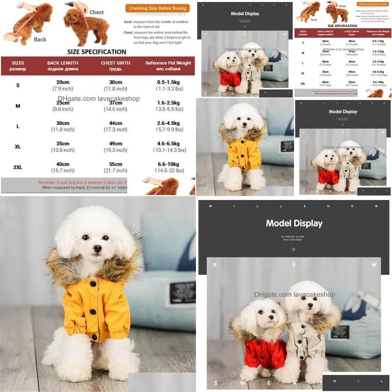 winter dog clothes for small dogs luxury fur collar hooded dog coat warm windproof pet jacket padded parka chihuahua yorkies 210401