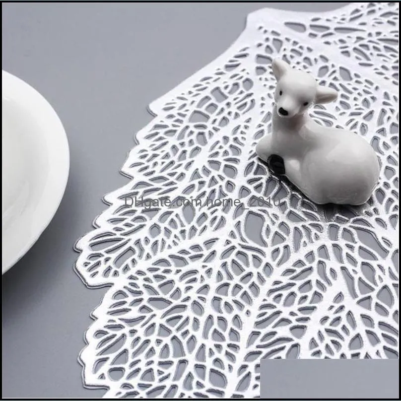 creative table mat leaves hollowed out heat insulation non slip pvc dining mat tea table western food tray mat