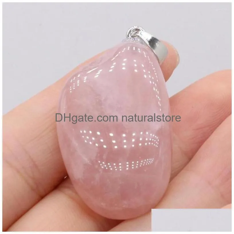 pendant necklaces natural irregular stone pendants polished rose quartz necklace accessories for jewelry making bracelet pink crystal
