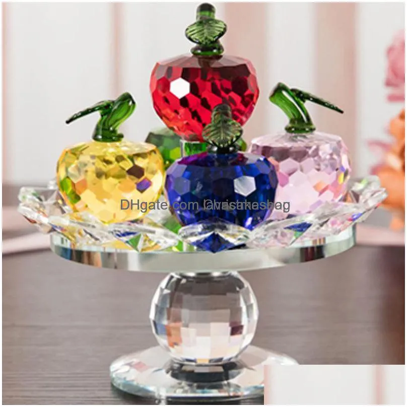 arts and glass aessories christmasbag artificial crystal gift home decorative rotating crafts gifts fruit plate ornaments jllltu