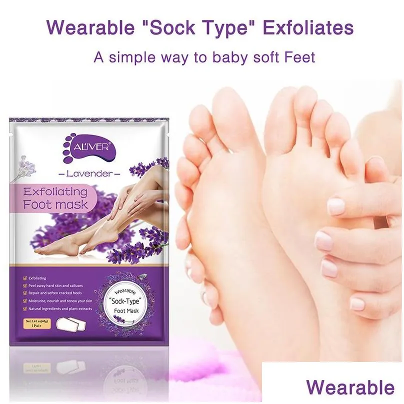  lemon aloe exfoliating foot mask silicone heel cover socks peel off remove dead skin foot care foot spa treatments