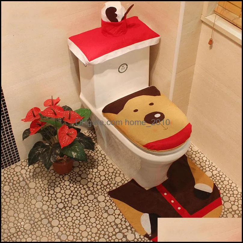 christmas toilet cover home decorations for snowman santa claus toilet lid cover year xmas christmas ornaments toilet cover