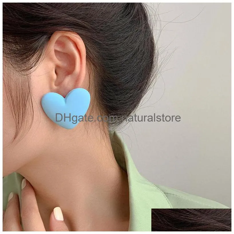 stud candy color acrylic love earrings simple design geometric heart allmatch fashion party jewelry