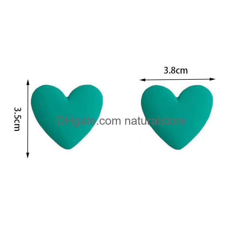 stud candy color acrylic love earrings simple design geometric heart allmatch fashion party jewelry