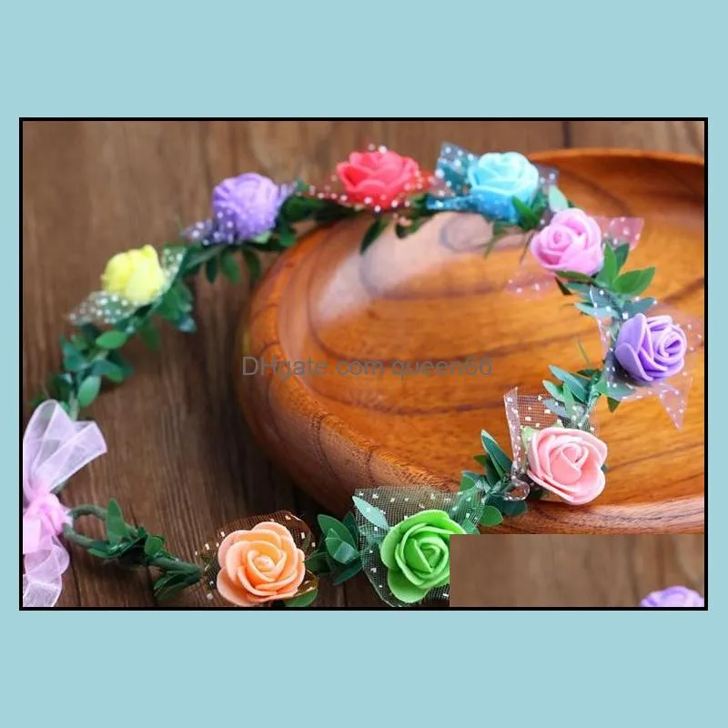 bohemian terylene flower wreath garland crown festival p ography seaside wedding bridal bridesmaid floral headband boho headdress