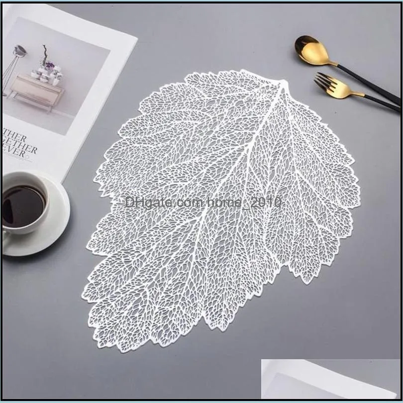 creative table mat leaves hollowed out heat insulation non slip pvc dining mat tea table western food tray mat