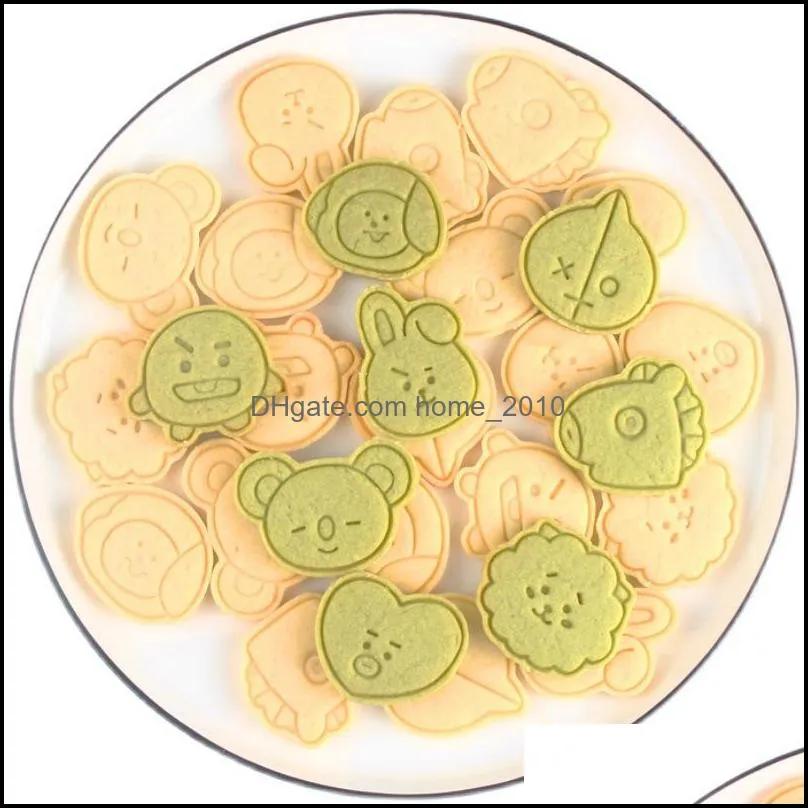 bakeware 8 pcs/set cartoon animal biscuit mould pressable plastic diy cookie cutter kitchen accessories cookie decorating tools