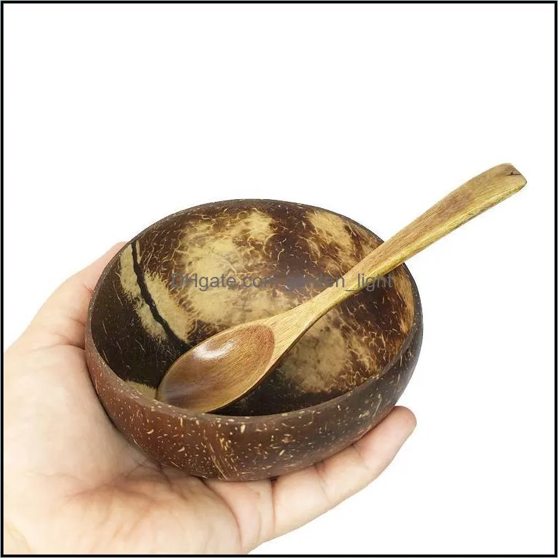 bowls 1215cm natural coconut bowl set wooden salad ramen wood spoon coco smoothie kitchen tableware