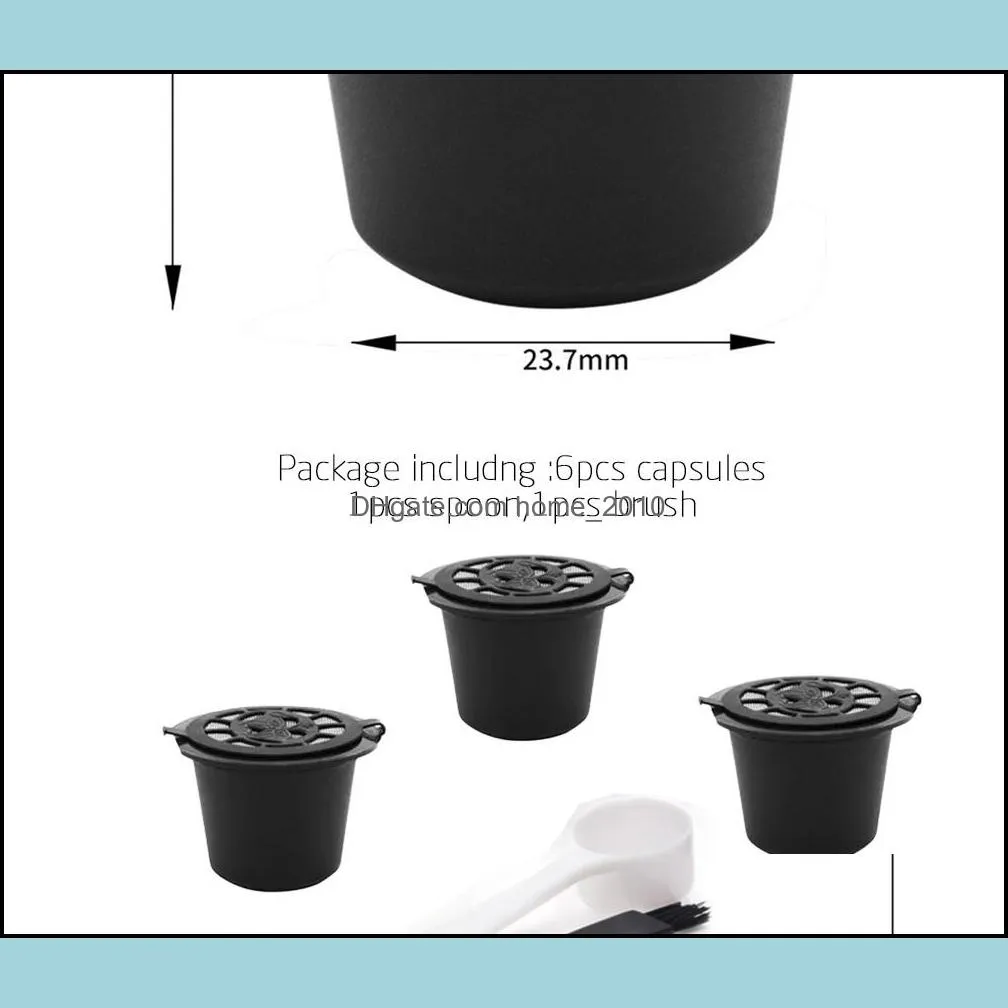 coffee filters 3pcs reusable coffee capsules cup with spoon brush black refillable coffee capsule refilling filter coffeeware gift