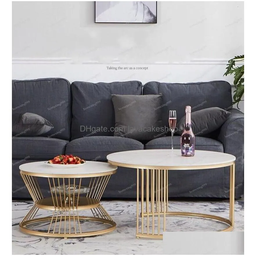 living room furniture manufacturing factory nordic light luxury marble tabletop creative stainless steel base coffee table