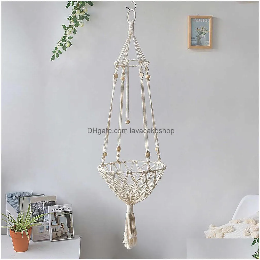 large macrame cat hammock macrame hanging swing cat dog bed basket home pet cat accessories dog cats house puppy bed gift 210713