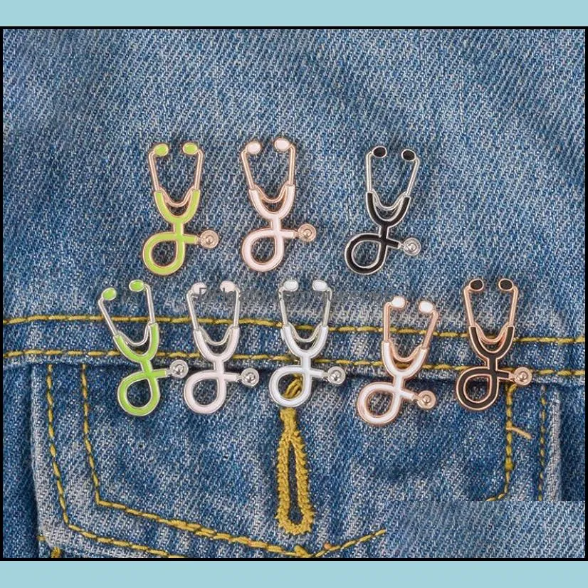 nurse doctor stethoscope enamel brooch pins creative lapel brooches badge for women men girl boy jewelry gift