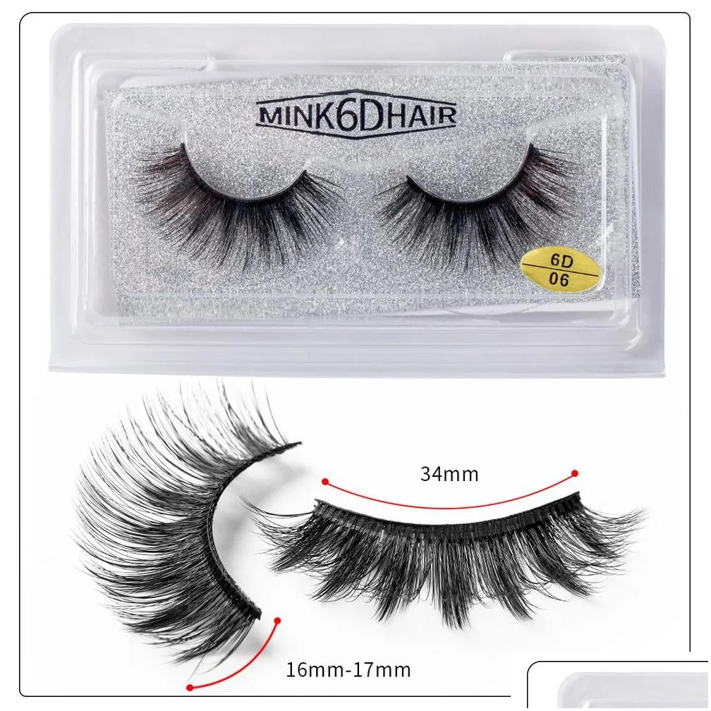 dropshippping 1 pairis1 set 6d false eyelashes natural thick curly long eye lashes wispy makeup beauty extension tools handmade 3d mink