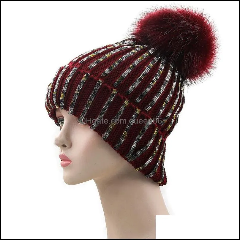 winter hats for women fur pompom hats girls knitted beanie female beanies woman cap girl fashion solid warm thick skull caps lady bonnet