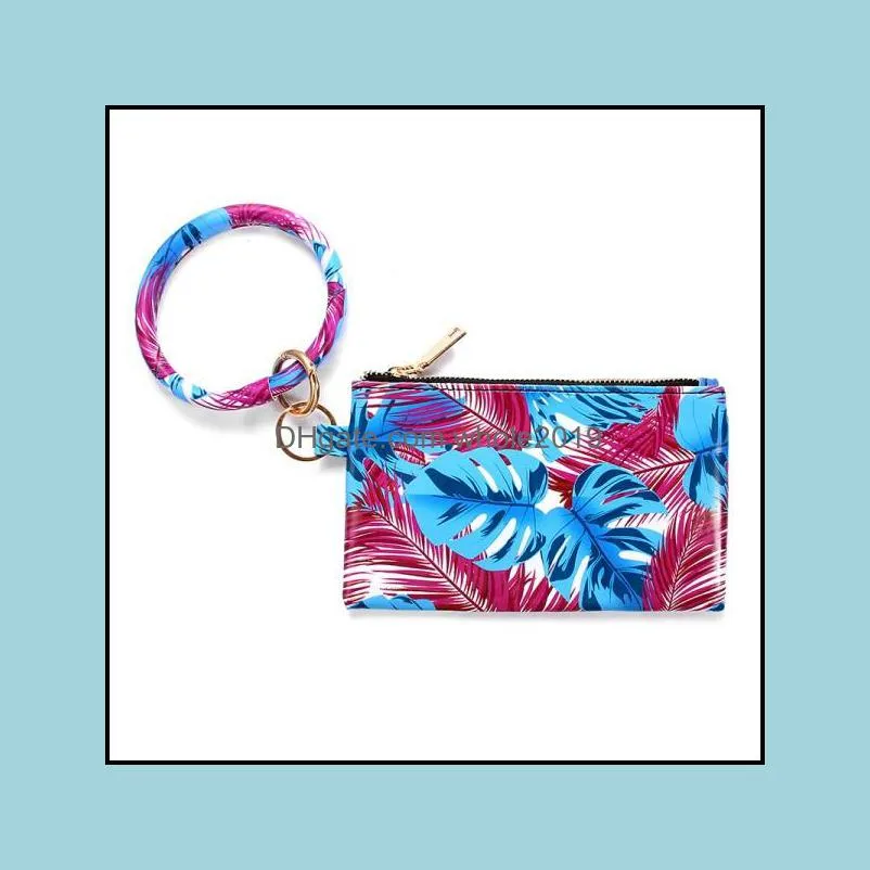 wallets key ring sunflower bracelet keyring leopard print monogrammed purse wristband wallet leather keychain bangle dhs